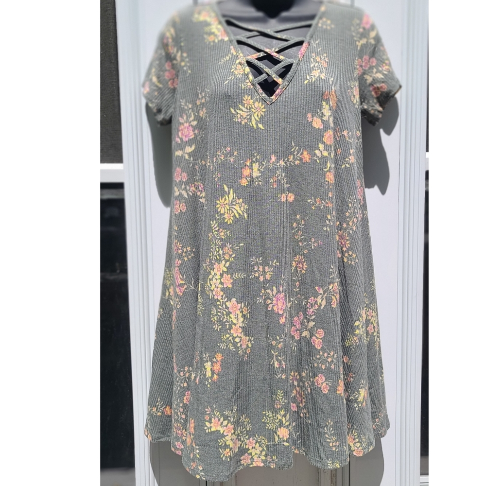 LoveFire Olive Floral Swing Dress
